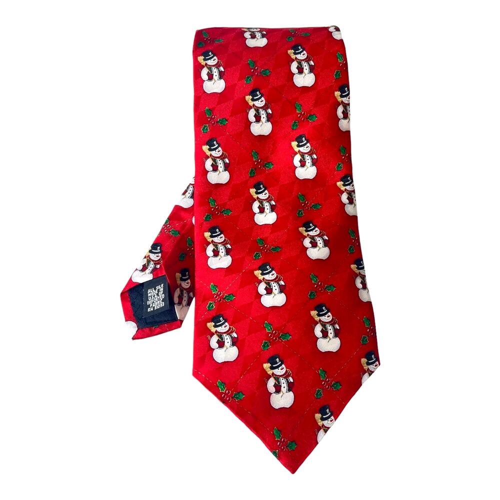 Mens Silk Necktie Christmas Snowman Novelty Tie Hallmark MMG Holiday Traditions